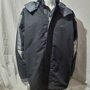 Nike Mens Winter Jacket Black Grey Detachable Hood Small Stains